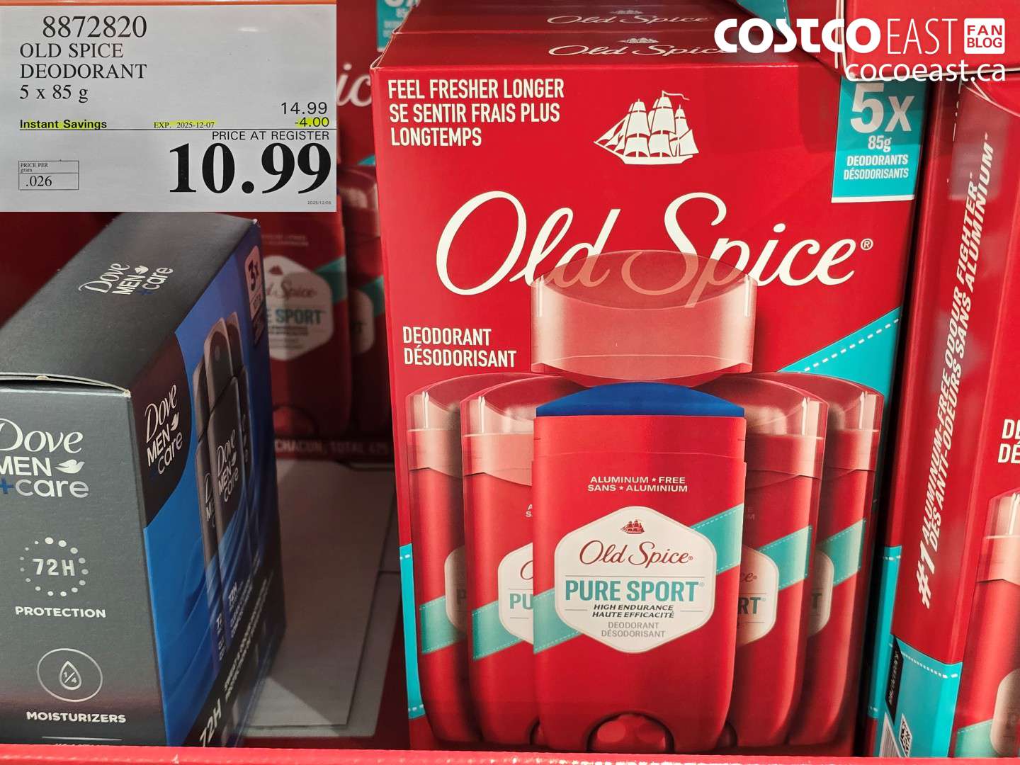 8872820 OLD SPICE DEODORANT 5 x 85G ($4.00 INSTANT SAVINGS EXPIRES ON 2025-12-07) $10.99