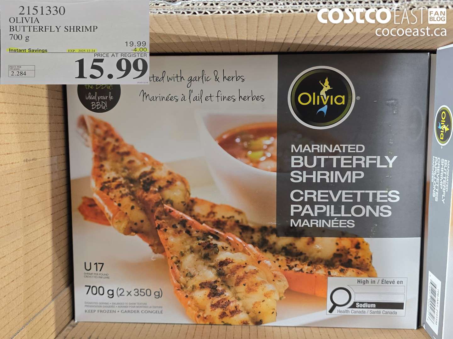 2151330 OLIVIA BUTTERFLY SHRIMP 700 g ($4.00 INSTANT SAVINGS EXPIRES ON 2025-12-24) $15.99