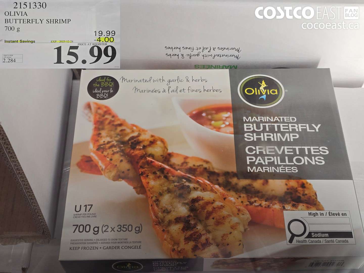 2151330 OLIVIA BUTTERFLY SHRIMP 700 g ($4.00 INSTANT SAVINGS EXPIRES ON 2025-12-24) $15.99