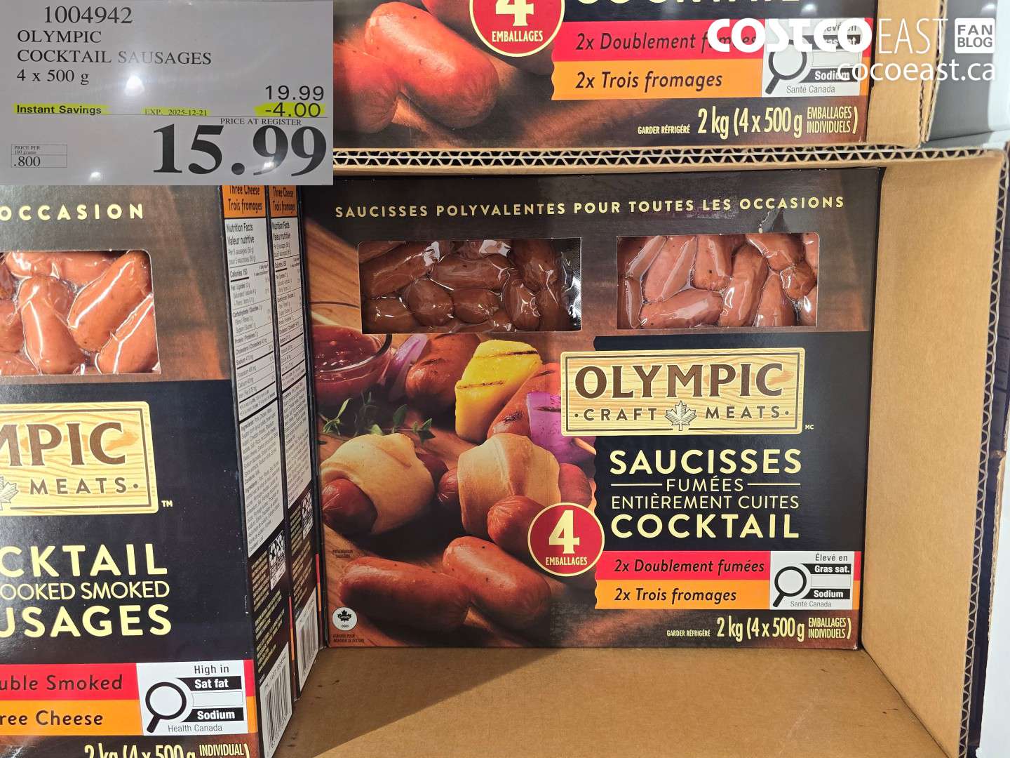 1004942 OLYMPIC COCKTAIL SAUSAGES 4 X 500 G ($4.00 INSTANT SAVINGS EXPIRES ON 2025-12-21) $15.99