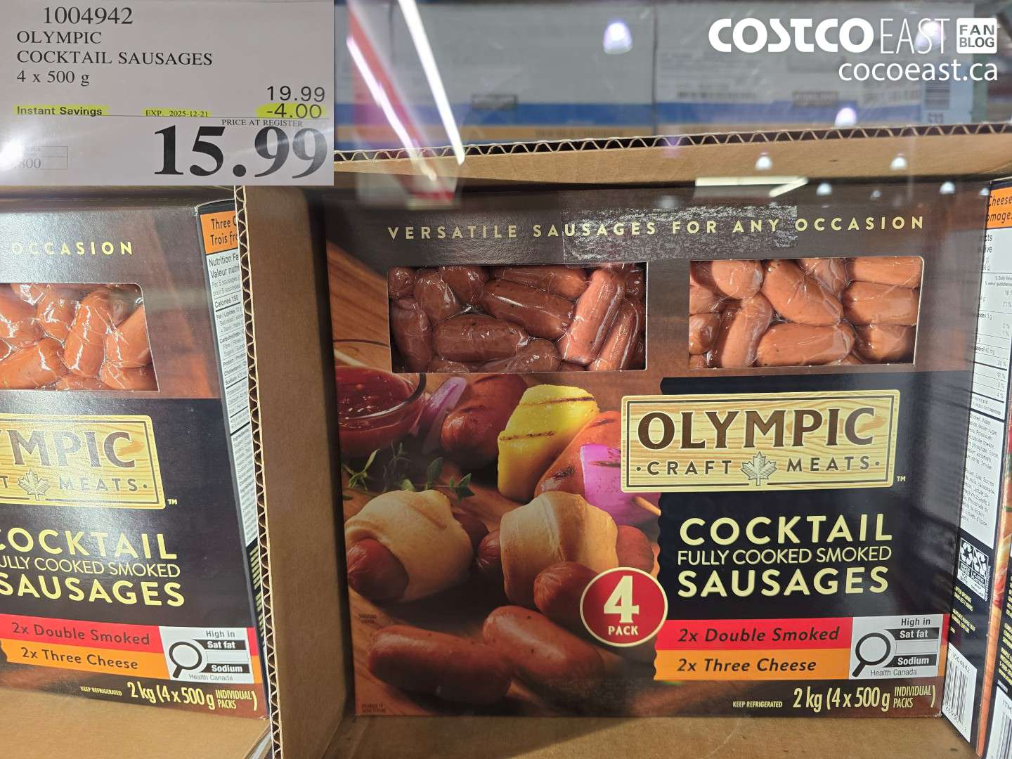 1004942 OLYMPIC COCKTAIL SAUSAGES 4 X 500 G ($4.00 INSTANT SAVINGS EXPIRES ON 2025-12-21) $15.99