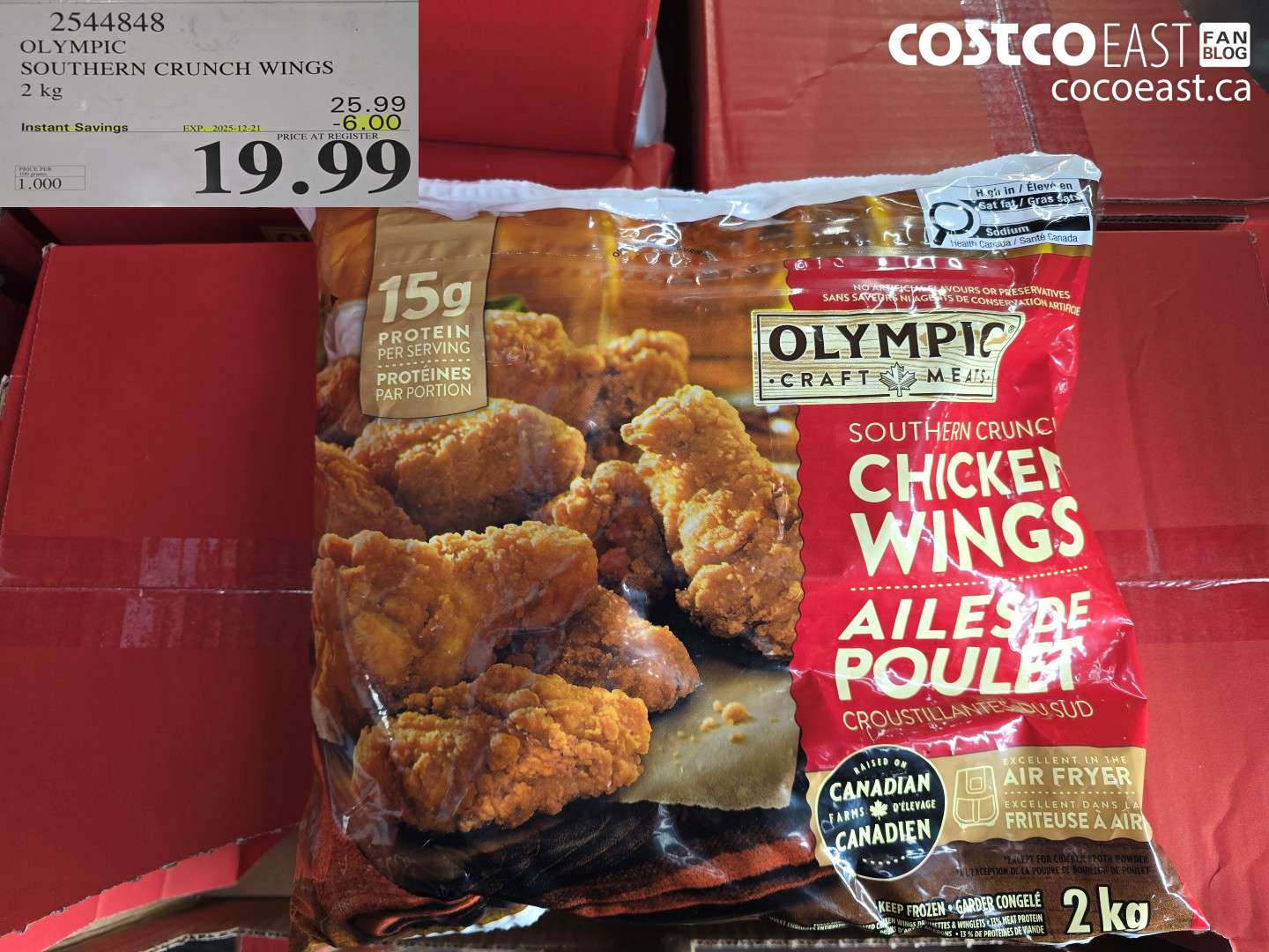 2544848 OLYMPIC SOUTHERN CRUNCH CHICKEN WINGS 2 kg ($6.00 INSTANT SAVINGS EXPIRES ON 2025-12-21) $19.99