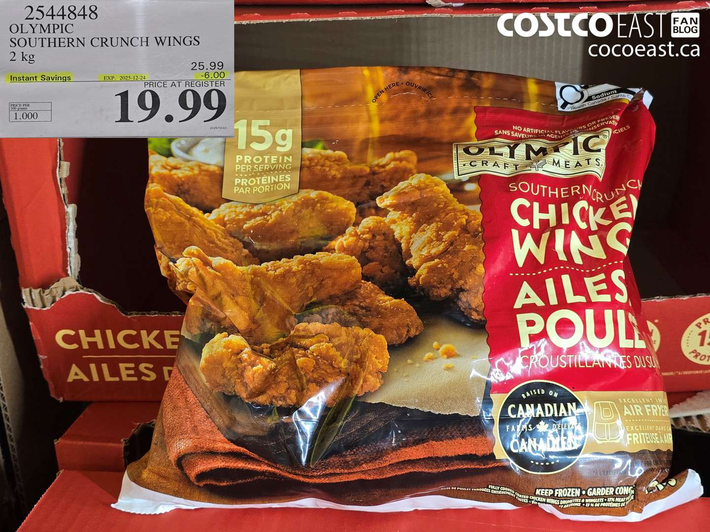 2544848 OLYMPIC SOUTHERN CRUNCH CHICKEN WINGS 2 kg ($6.00 INSTANT SAVINGS EXPIRES ON 2025-12-24) $19.99