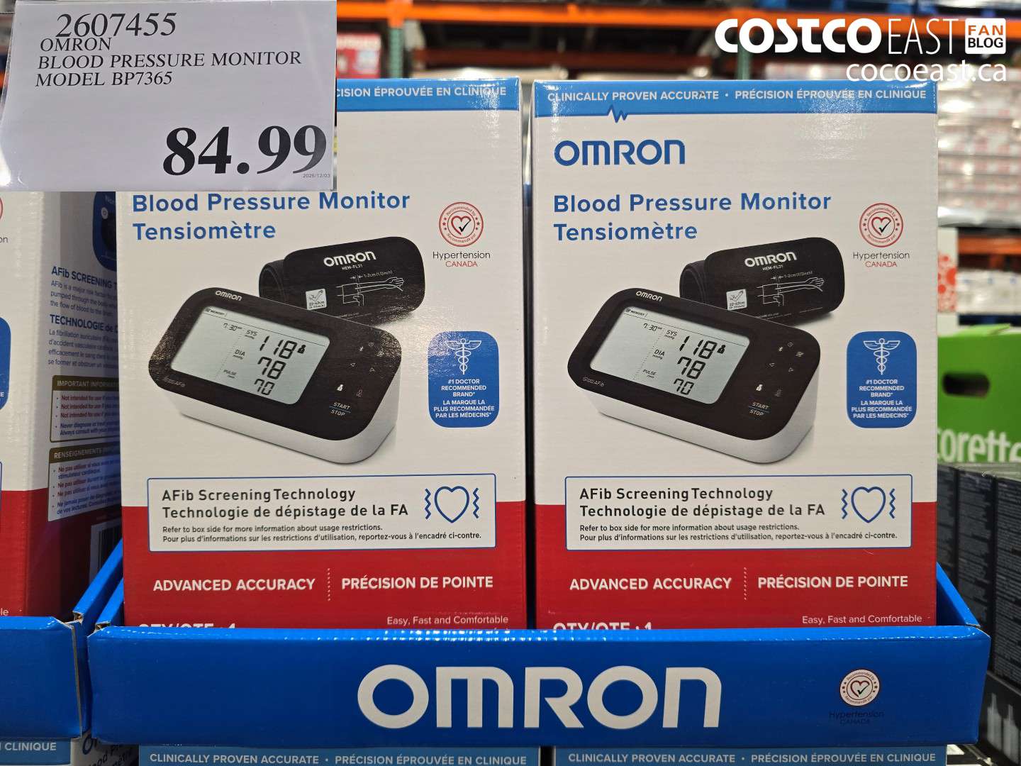 2607455 OMRON BLOOD PRESSURE MONITOR MODEL BP7365 $84.99
