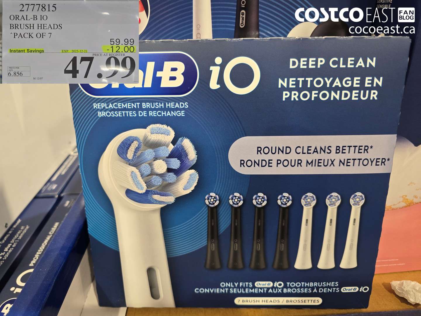 2777815 ORAL-B IO BRUSH HEADS “PACK OF 7 ($12.00 INSTANT SAVINGS EXPIRES ON 2025-12-21) $47.99