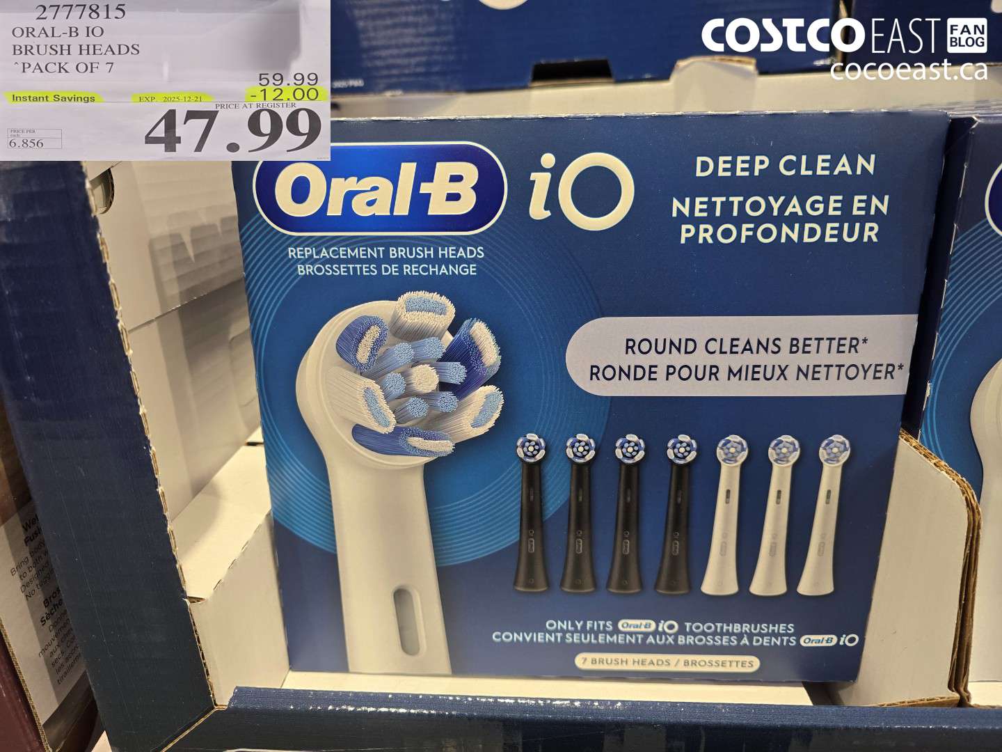 2777815 ORAL-B IO BRUSH HEADS “PACK OF 7 ($12.00 INSTANT SAVINGS EXPIRES ON 2025-12-21) $47.99