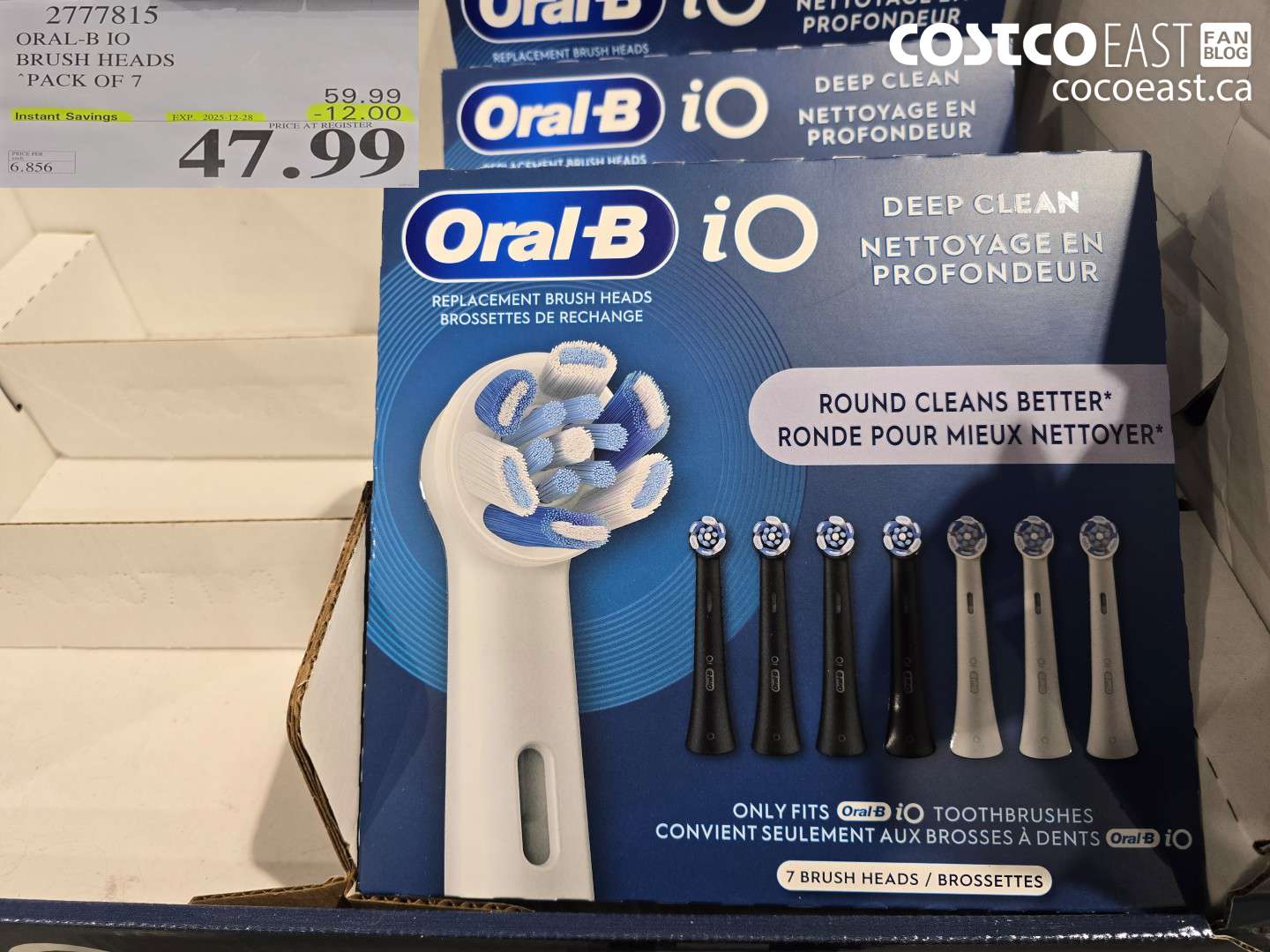 2777815 ORAL-B IO BRUSH HEADS “PACK OF 7 ($12.00 INSTANT SAVINGS EXPIRES ON 2025-12-28) $47.99