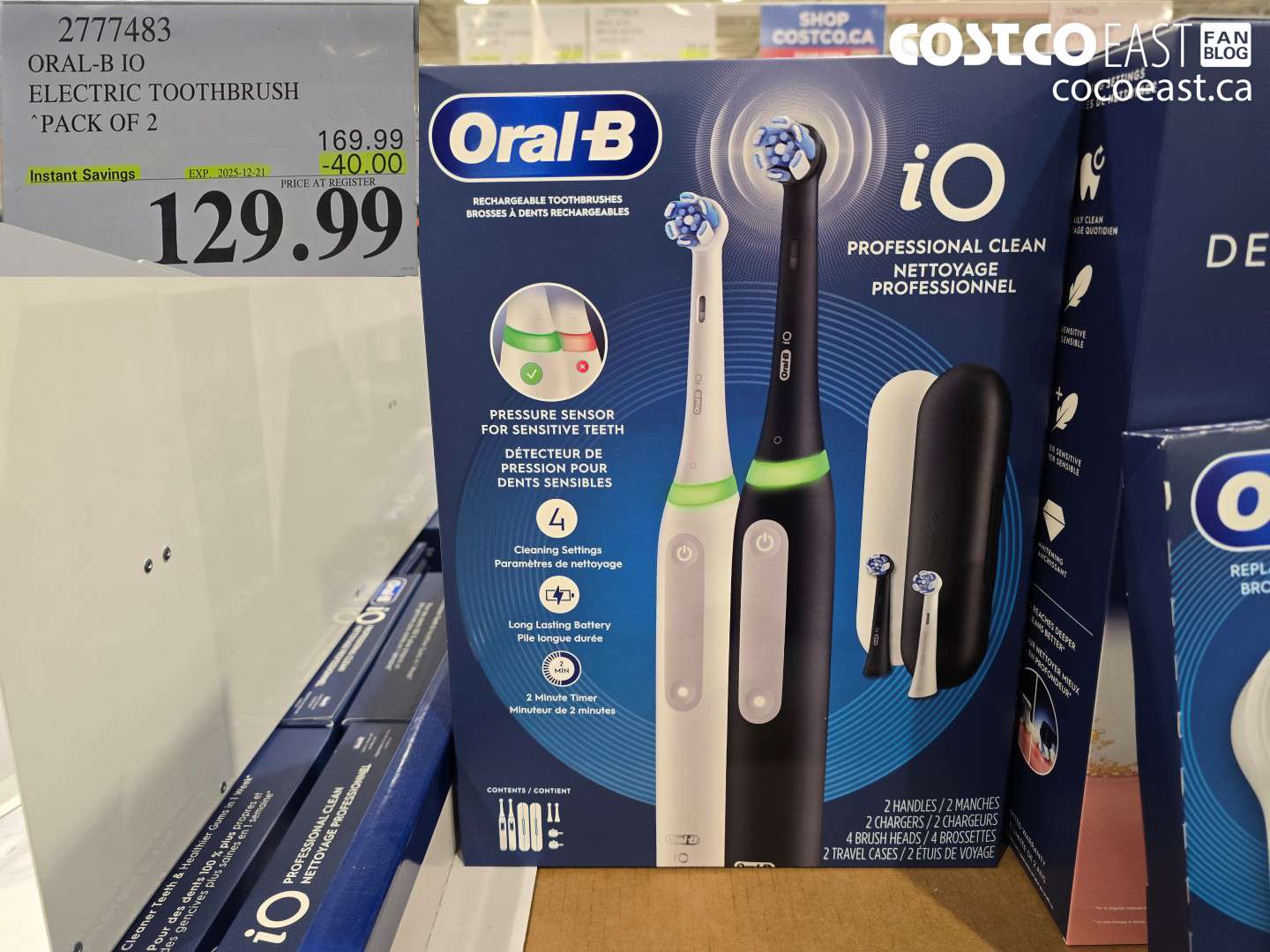 2777483 ORAL-B IO ELECTRIC TOOTHBRUSH “PACK OF 2 ($40.00 INSTANT SAVINGS EXPIRES ON 2025-12-21) $129.99