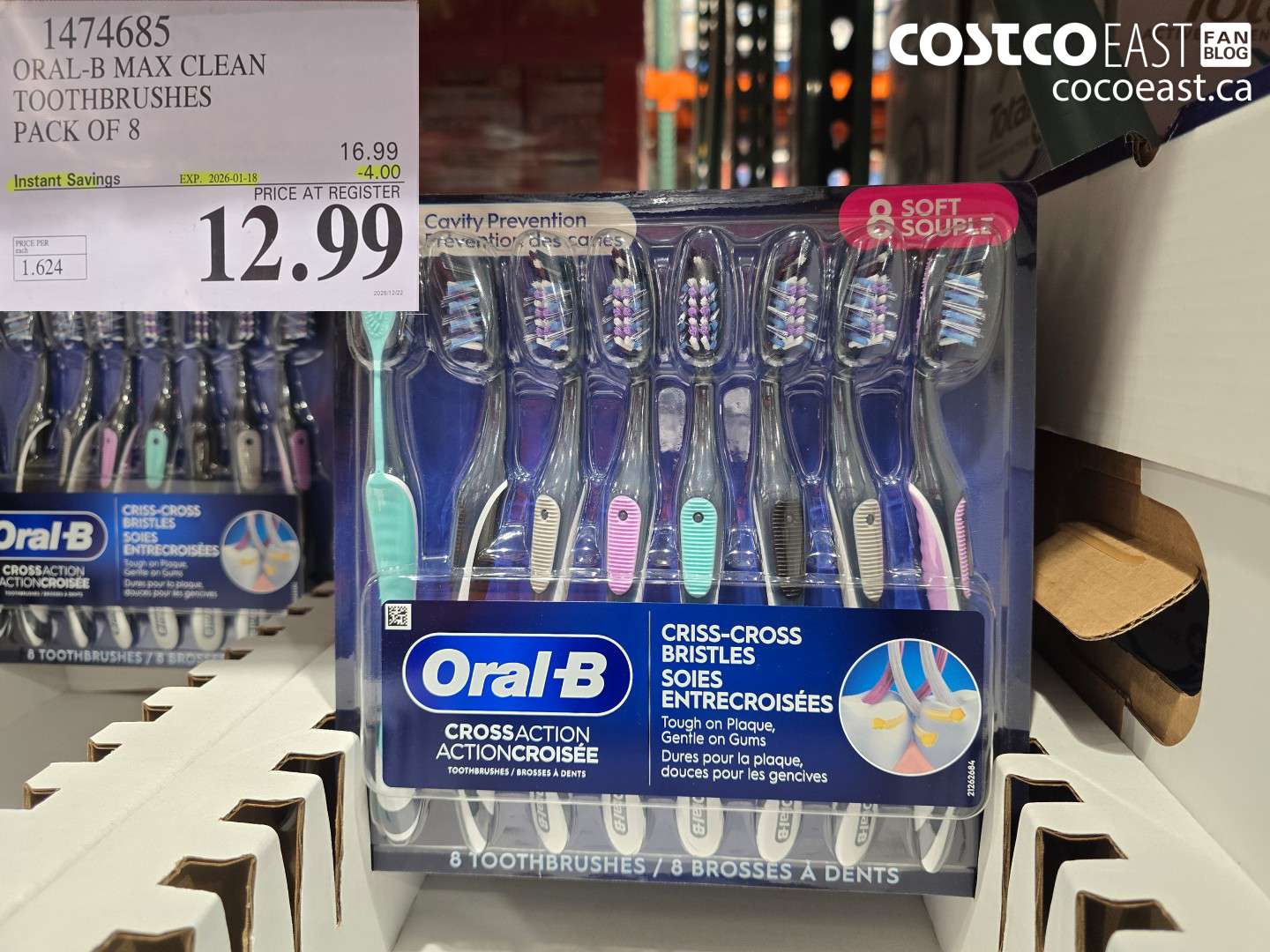 1474685 ORAL-B MAX CLEAN TOOTHBRUSHES PACK OF 8 ($4.00 INSTANT SAVINGS EXPIRES ON 2026-01-18) $12.99