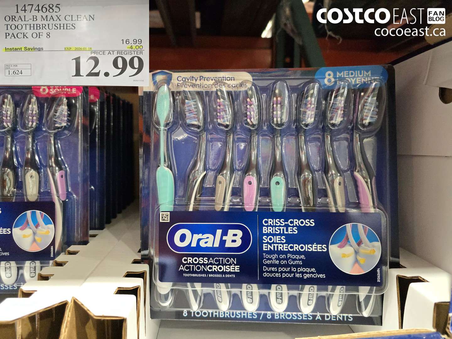 1474685 ORAL-B MAX CLEAN TOOTHBRUSHES PACK OF 8 ($4.00 INSTANT SAVINGS EXPIRES ON 2026-01-18) $12.99