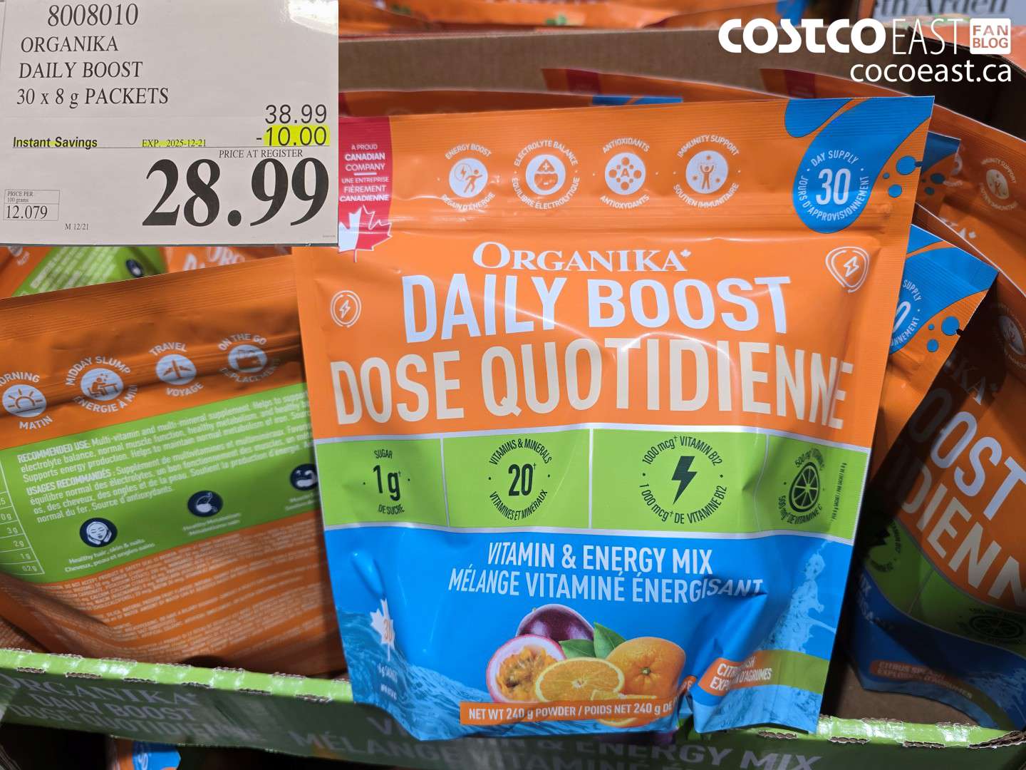 8008010 ORGANIKA DAILY BOOST 30 x 8 g PACKETS ($10.00 INSTANT SAVINGS EXPIRES ON 2025-12-21) $28.99