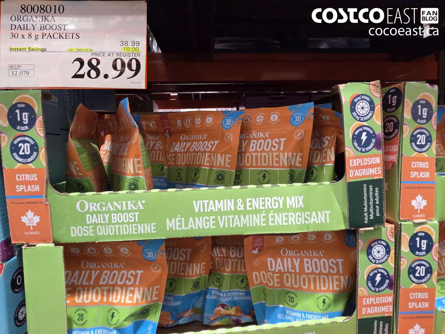 8008010 ORGANIKA DAILY BOOST 30 x 8 g PACKETS ($10.00 INSTANT SAVINGS EXPIRES ON 2025-12-28) $28.99