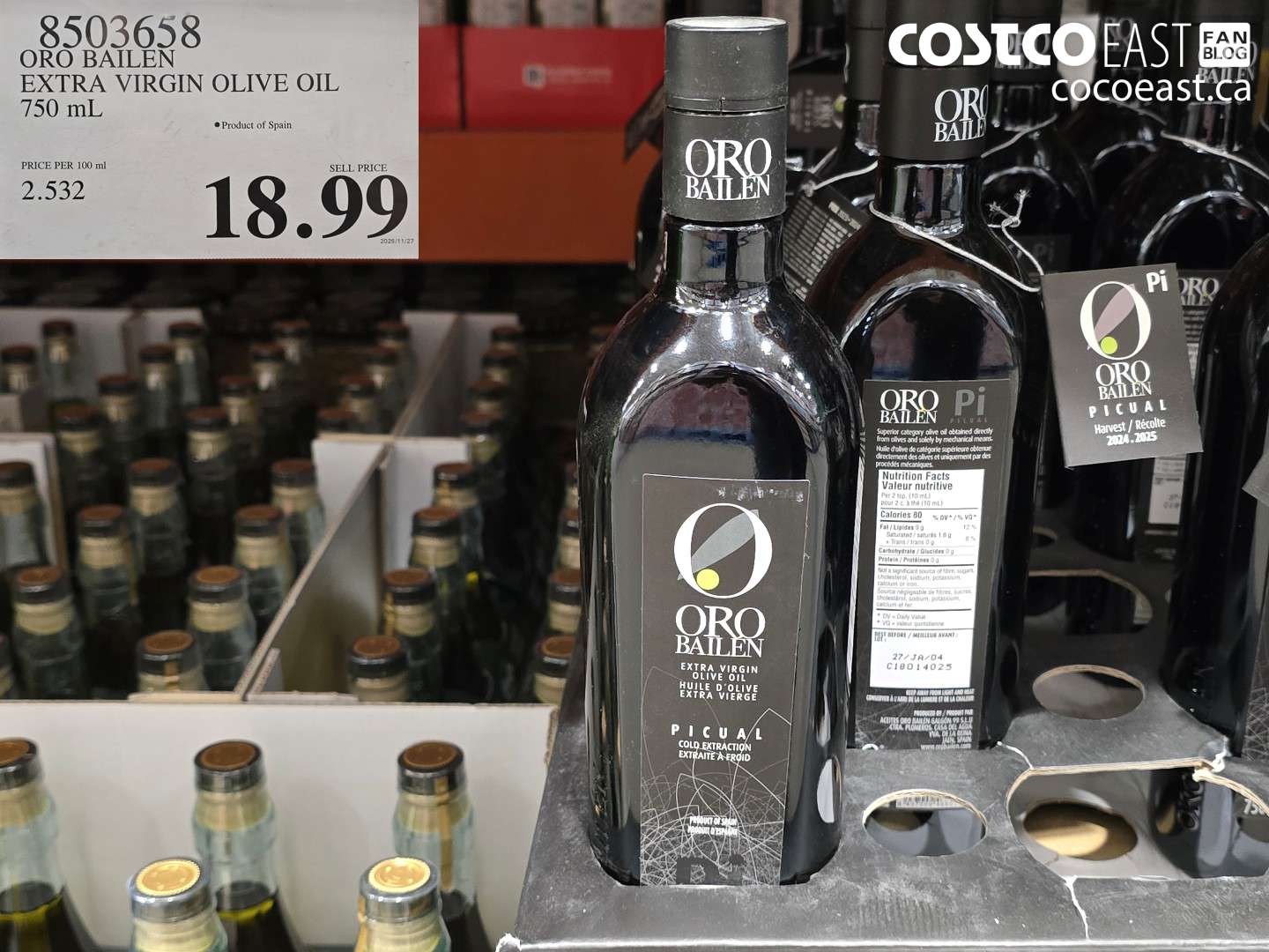 8503658 ORO BAILEN EXTRA VIRGIN OLIVE OIL 750 mL $18.99