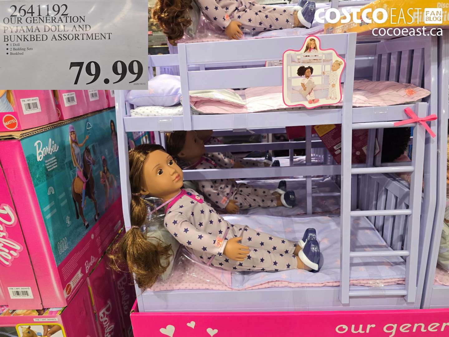 2641192 OUR GENERATION PYJAMA DOLL AND BUNKBED ASSORTMENT $79.99