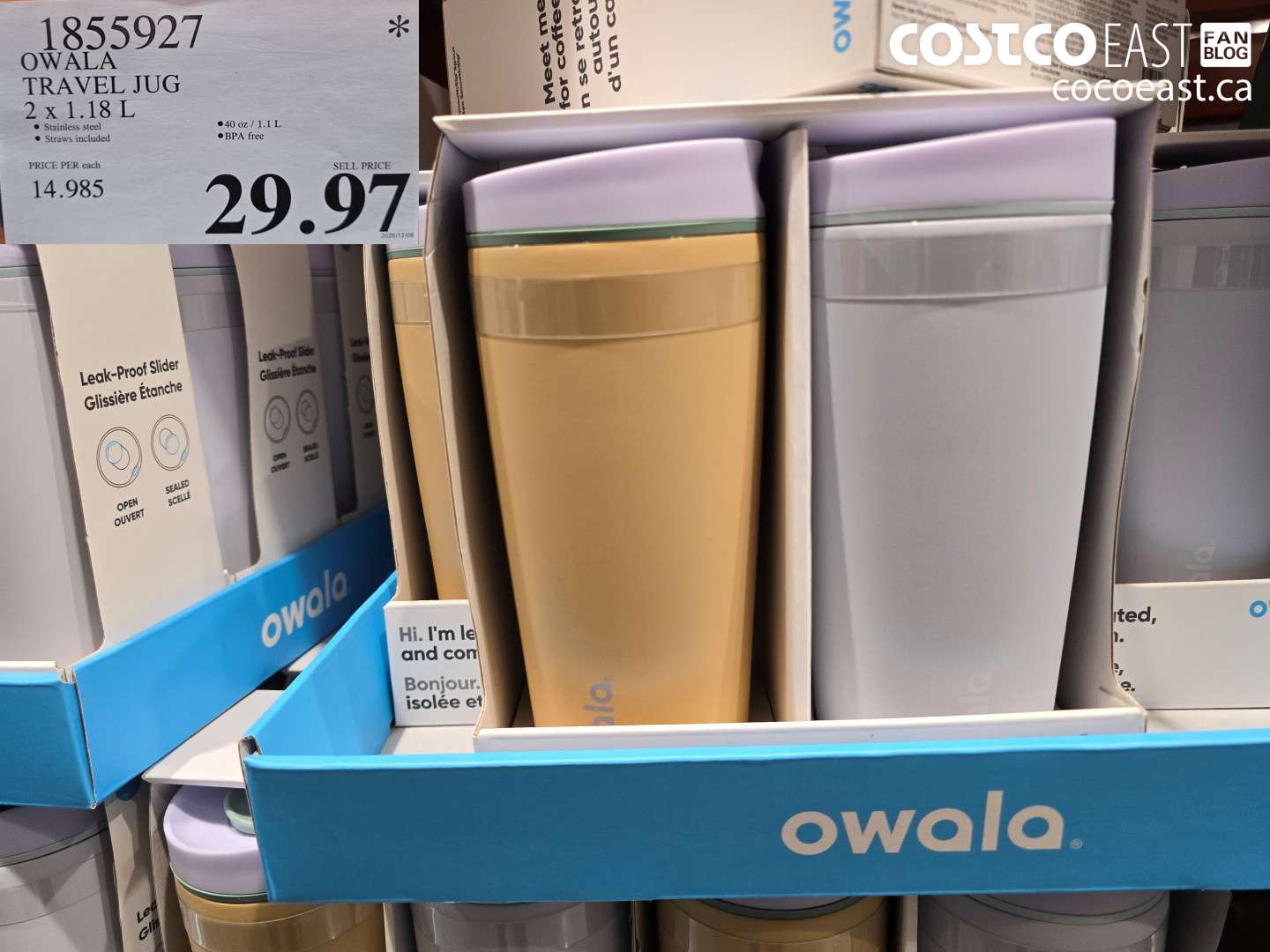 1855972 OWALA TRAVEL JUG 2 X 1.18 L $29.97