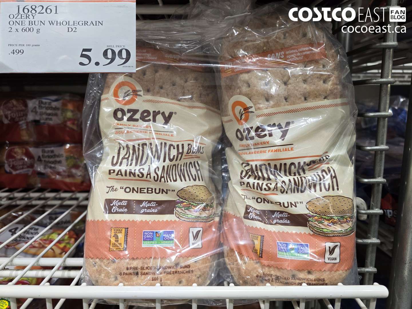 168261 OZERY ONE BUN WHOLEGRAIN 2 x 600 g D2 $5.99