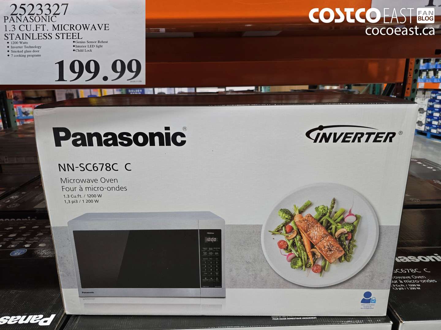 2523327 PANASONIC 1.3 CU.FT. MICROWAVE STAINLESS STEEL $199.99