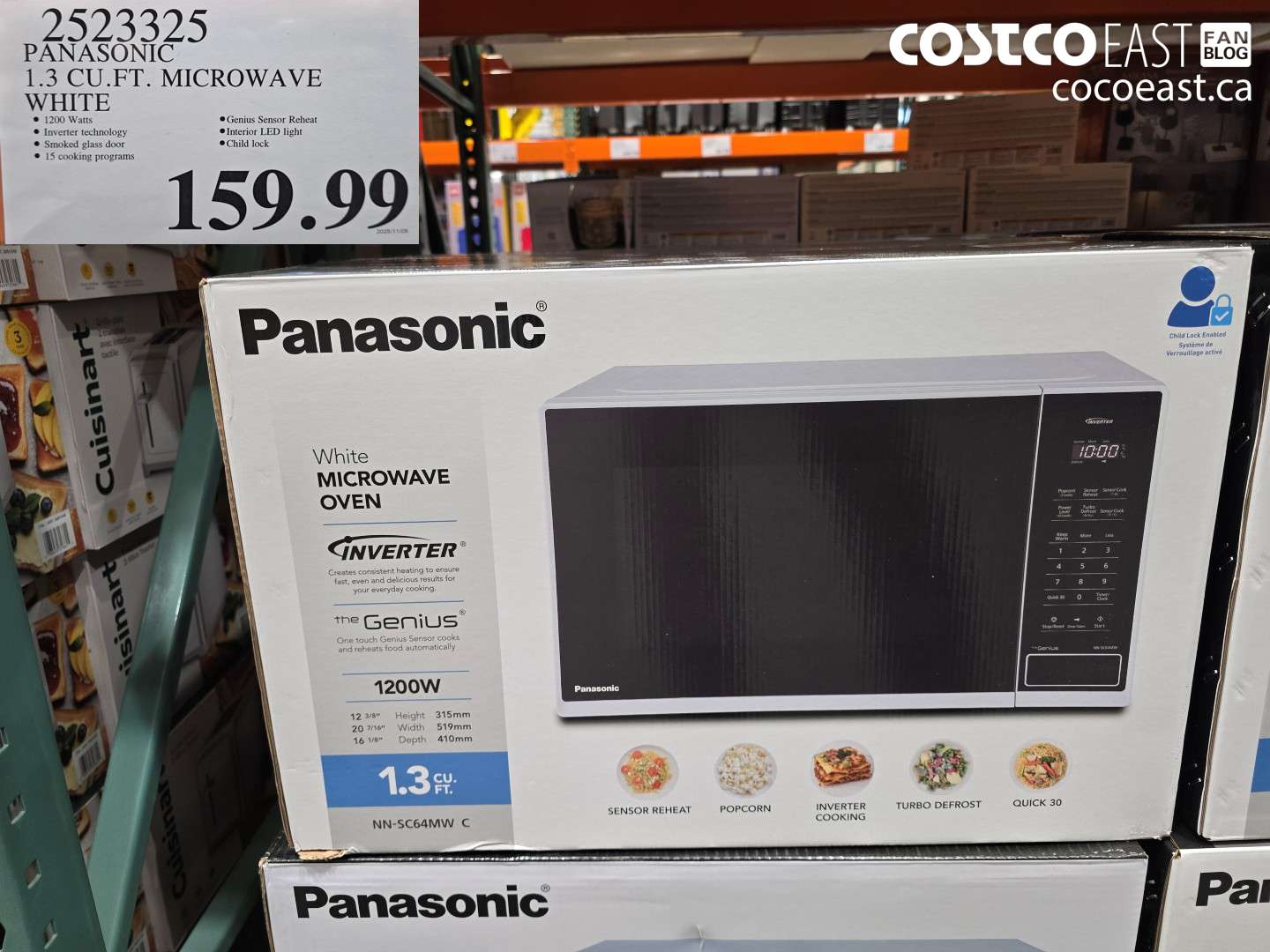 2523325 PANASONIC 1.3 CU.FT. MICROWAVE WHITE $159.99