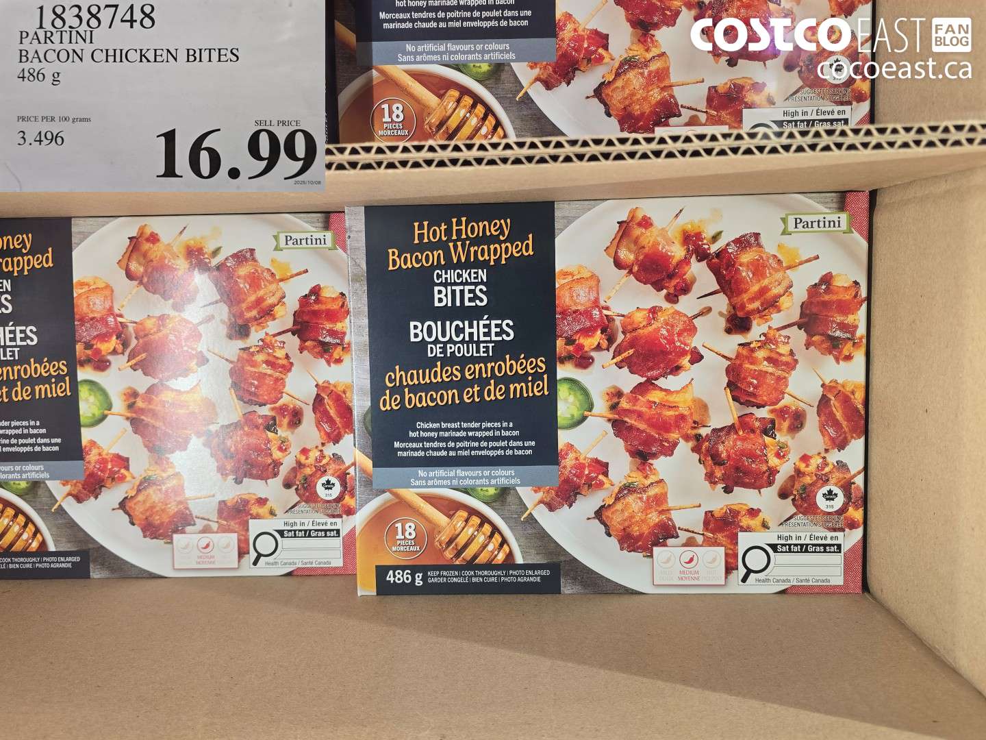 1838748 PARTINI BACON CHICKEN BITES 486 g $16.99