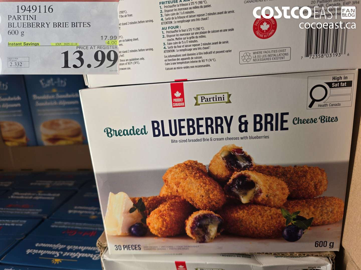 1949116 PARTIN BLUEBERRY BRIE BITES 600 g ($4.00 INSTANT SAVINGS EXPIRES ON 2025-12-14) $13.99