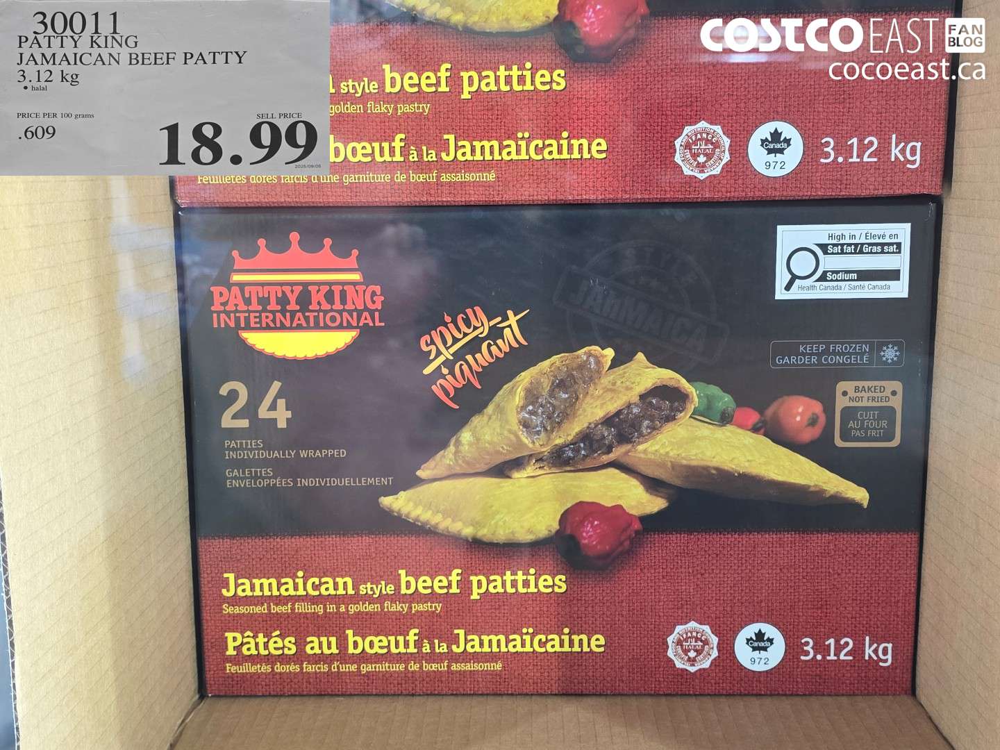 30011 PATTY KING JAMAICAN BEEF PATTY 3.12KG $18.99