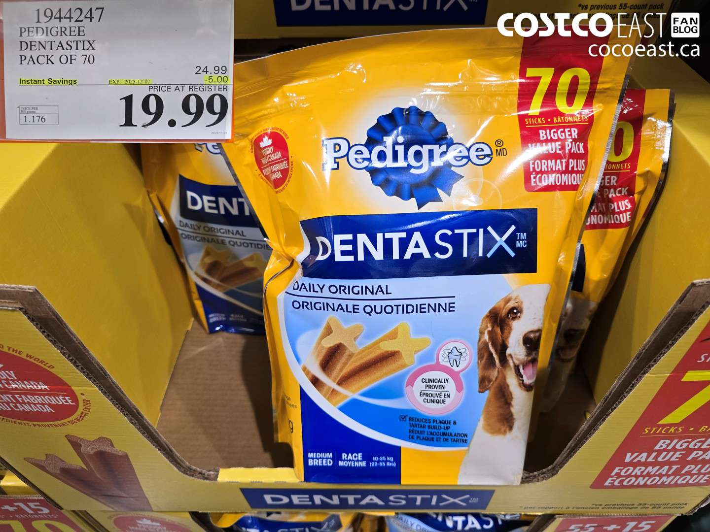 1944247 PEDIGREE DENTASTIX PACK OF 70 ($5.00 INSTANT SAVINGS EXPIRES ON 2025-12-07) $19.99