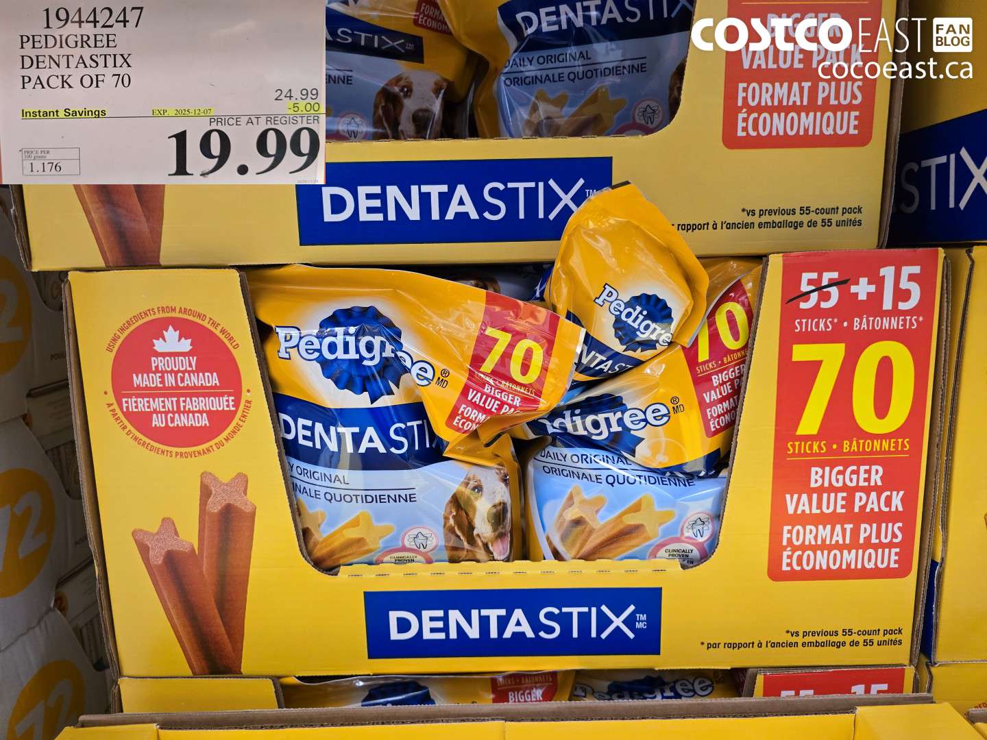 1944247 PEDIGREE DENTASTIX PACK OF 70 ($5.00 INSTANT SAVINGS EXPIRES ON 2025-12-07) $19.99