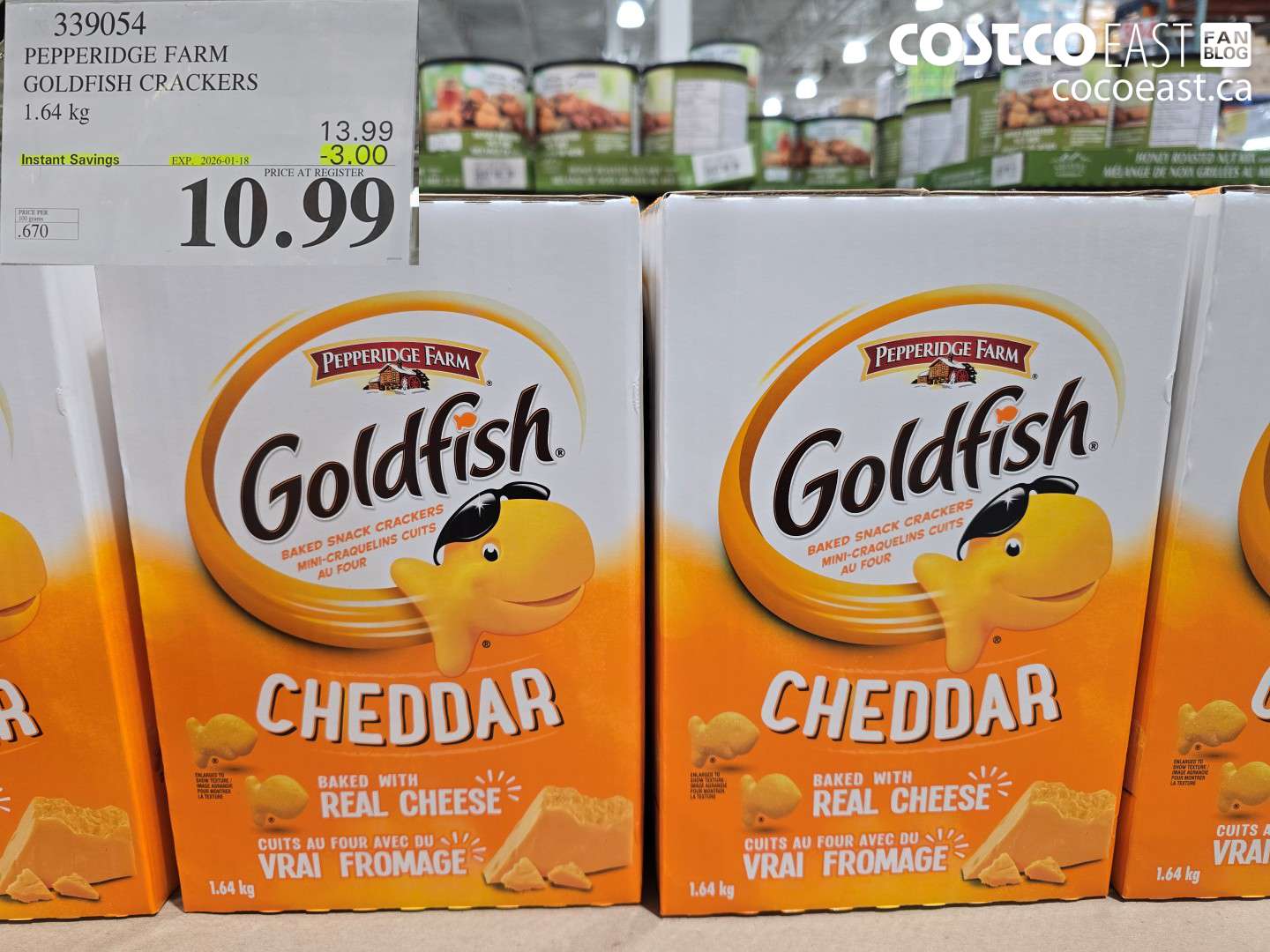 339054 PEPPERIDGE FARM GOLDFISH CHEDDAR 1.64 KG ($3.00 INSTANT SAVINGS EXPIRES ON 2025-01-18) $10.99