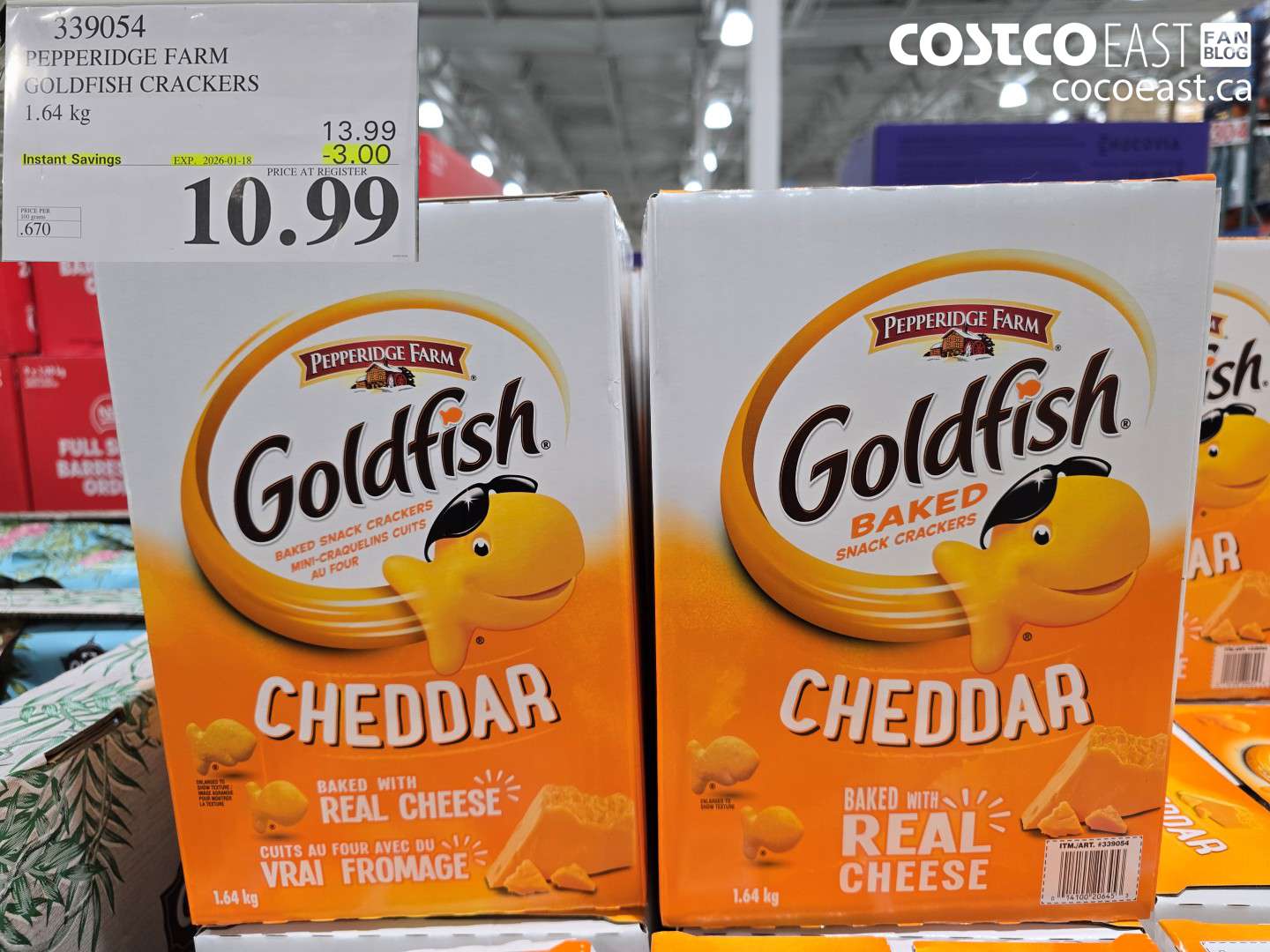 339054 PEPPERIDGE FARM GOLDFISH CHEDDAR 1.64 KG ($3.00 INSTANT SAVINGS EXPIRES ON 2025-01-18) $10.99