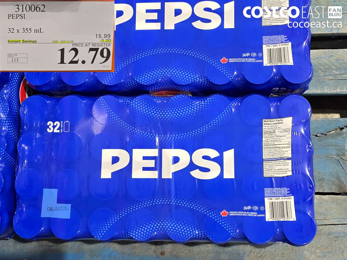 310062 PEPSI 32 X 355 ML ($3.20 INSTANT SAVINGS EXPIRES ON 2025-12-28) $12.79