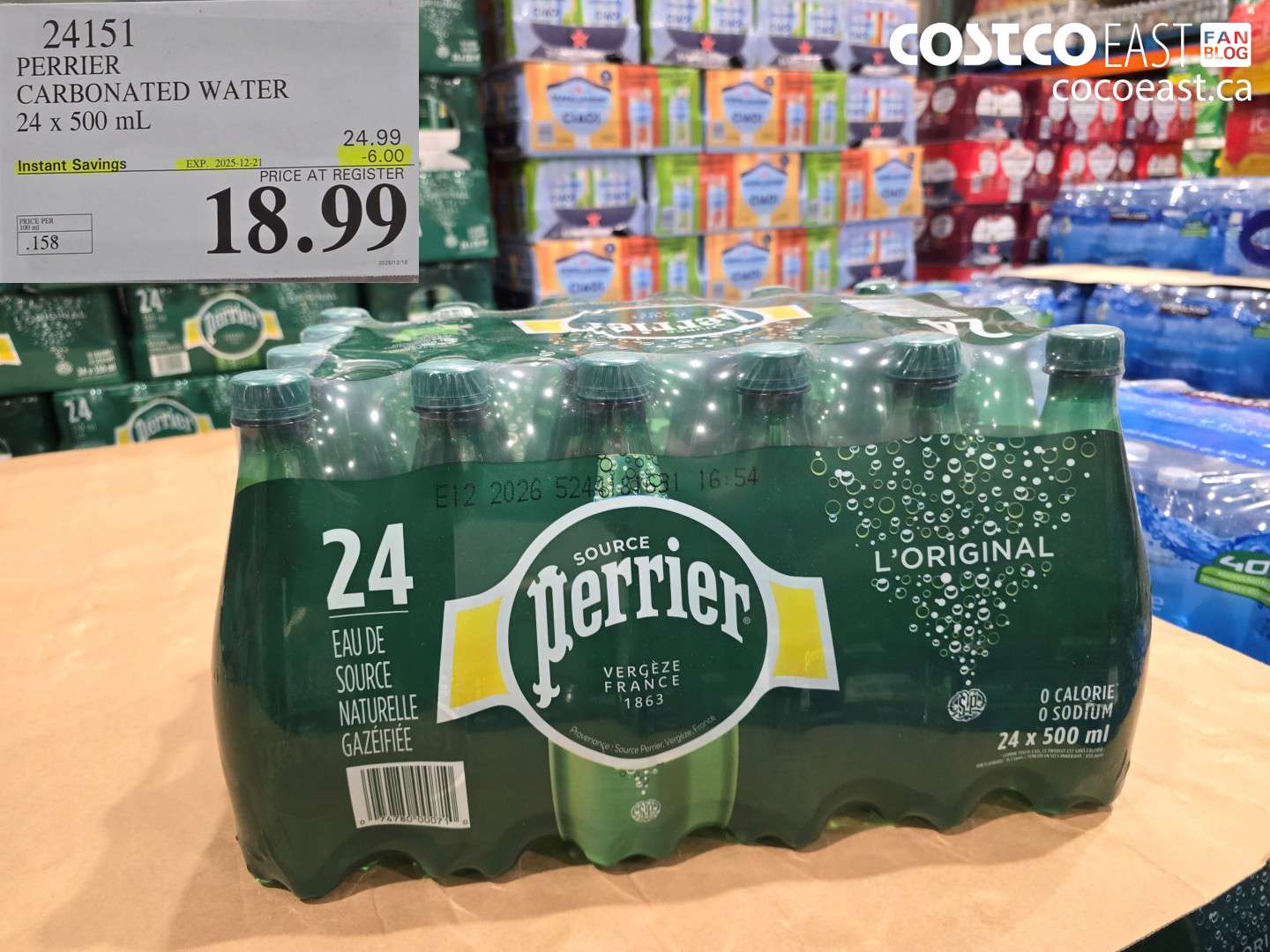 24151 PERRIER SPARKLING WATER 24 x 500 mL ($6.00 INSTANT SAVINGS EXPIRES ON 2025-12-21) $18.99