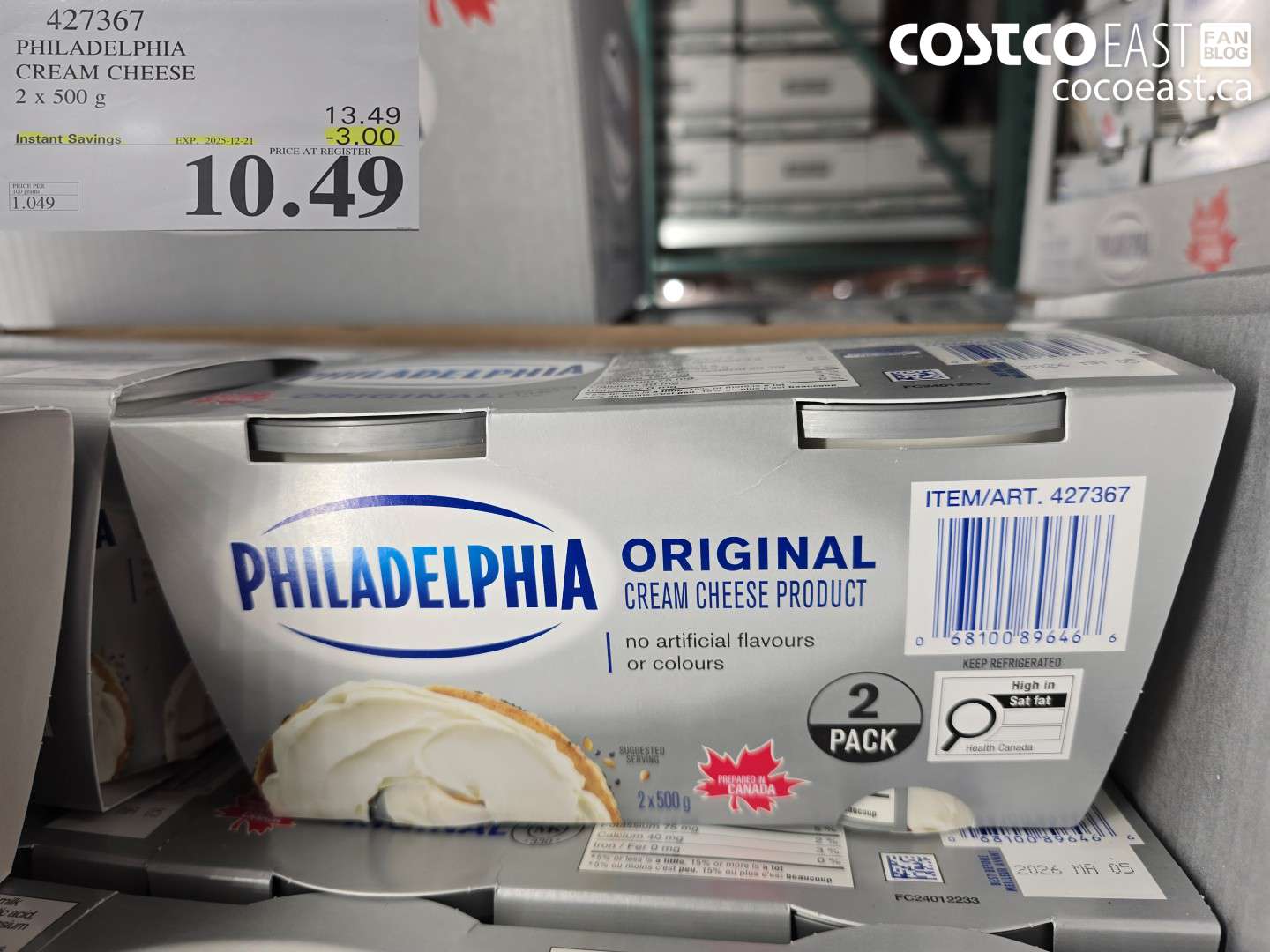 427367 PHILADELPHIA CREAM CHEESE 2 x 500 g ($3.00 INSTANT SAVINGS EXPIRES ON 2025-12-21) $10.49