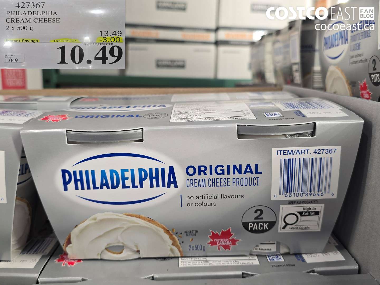 427367 PHILADELPHIA CREAM CHEESE 2 x 500 g ($3.00 INSTANT SAVINGS EXPIRES ON 2025-12-21) $10.49