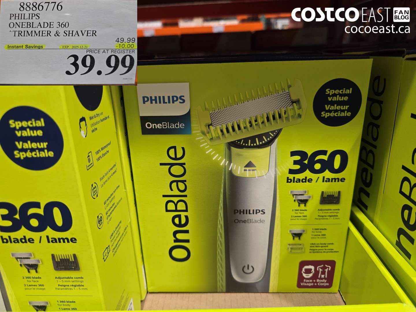 8886776 PHILIPS ONEBLADE 360 TRIMMER & SHAVER ($10.00 INSTANT SAVINGS EXPIRES ON 2025-12-21) $39.99