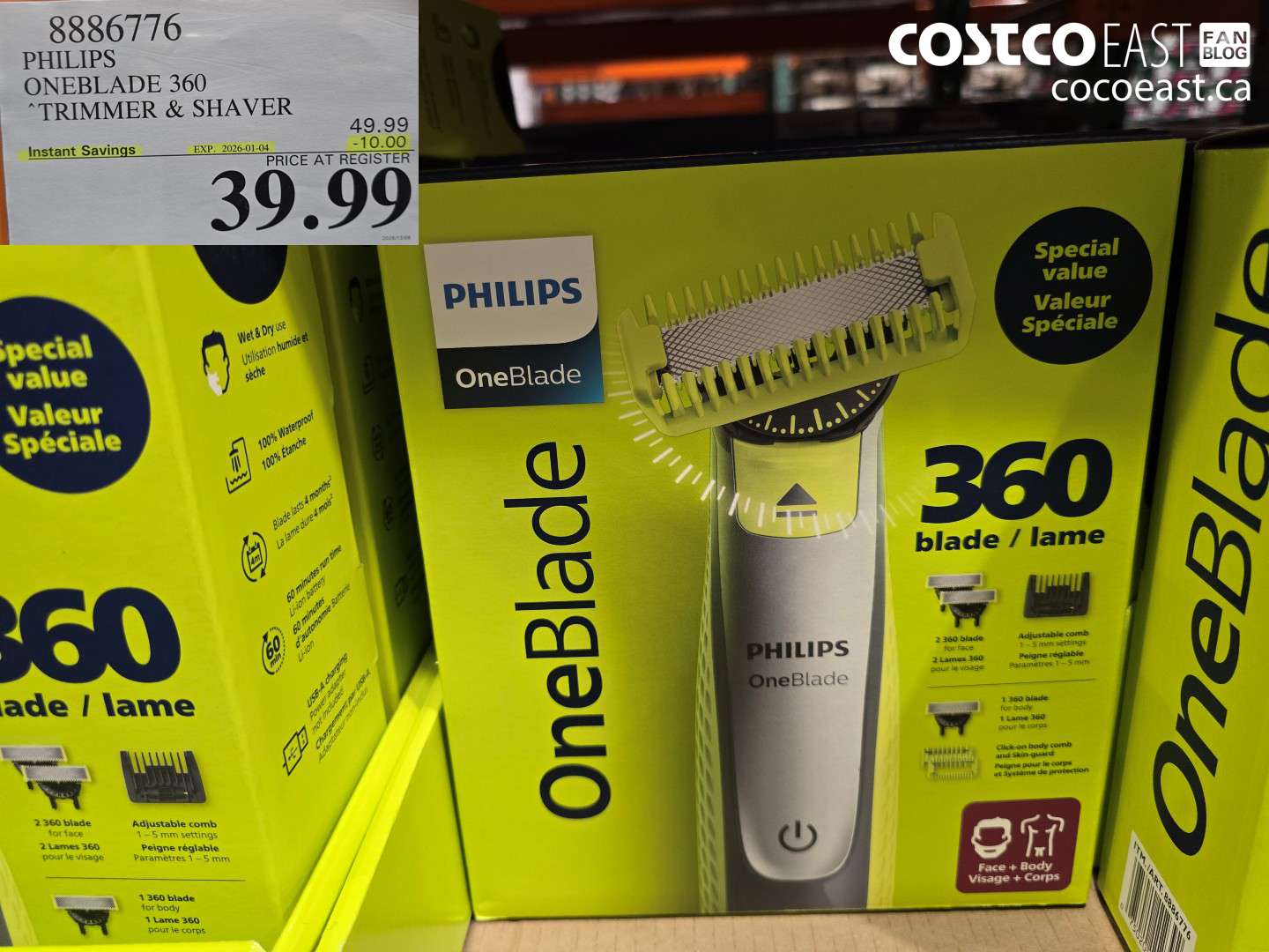 8886776 PHILIPS ONEBLADE 360 TRIMMER & SHAVER ($10.00 INSTANT SAVINGS EXPIRES ON 2025-12-21) $39.99