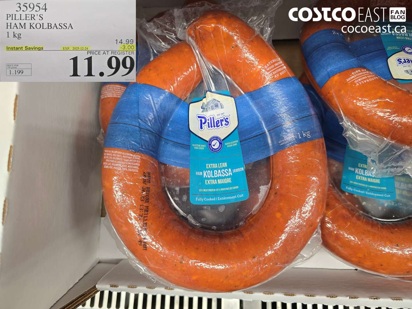 35954 PILLER'S HAM KOLBASSA 1 kg ($3.00 INSTANT SAVINGS EXPIRES ON 2025-12-24) $11.99