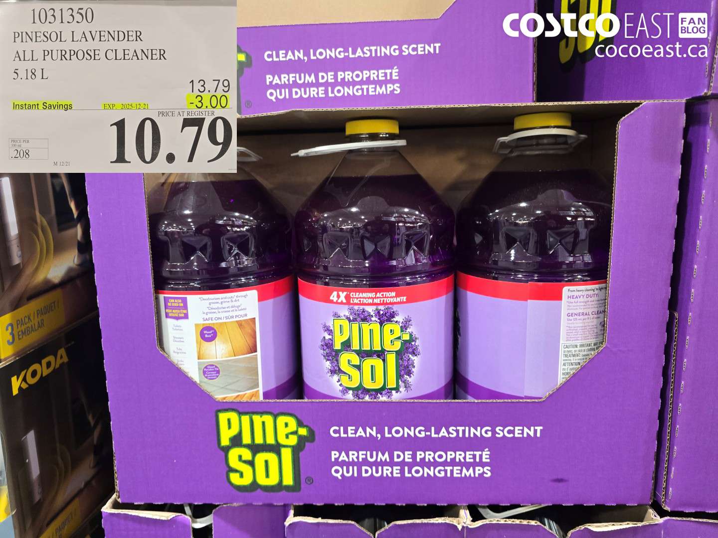 1031350 PINESOL LAVENDER ALL PURPOSE CLEANER 5.18 L ($3.00 INSTANT SAVINGS EXPIRES ON 2025-12-21) $10.79