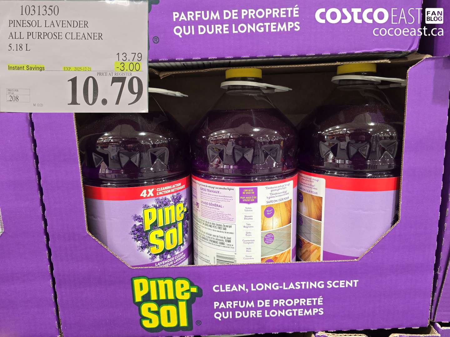 1031350 PINESOL LAVENDER ALL PURPOSE CLEANER 5.18 L ($3.00 INSTANT SAVINGS EXPIRES ON 2025-12-21) $10.79