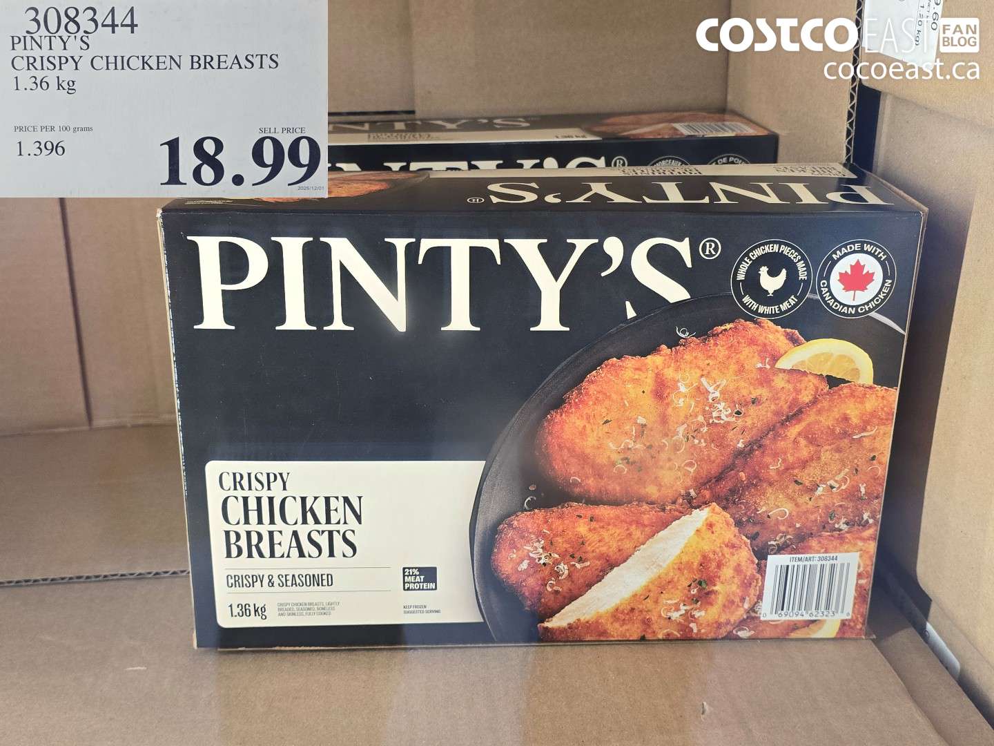 308344 PINTY'S CRISPY CHICKEN BREASTS 1.36 KG $18.99