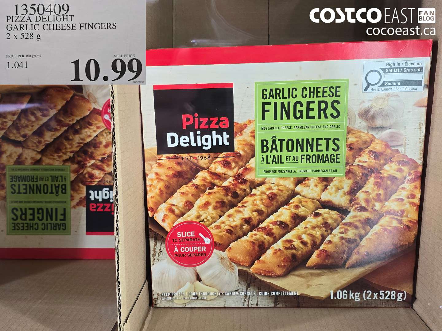 1350409 PIZZA DELIGHT GARLIC CHEESE FINGERS 2 x 528 g $10.99