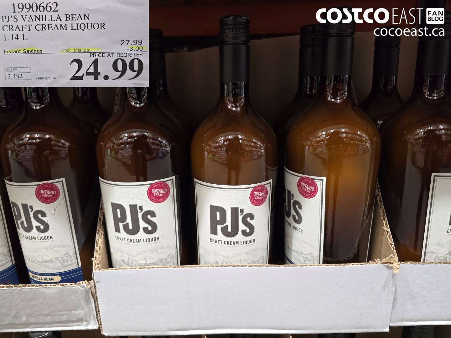 1990662 PJ'S VANILLA BEAN CRAFT CREAM LIQUOR 1.14 L ($3.00 INSTANT SAVINGS EXPIRES ON 2025-12-31) $24.99