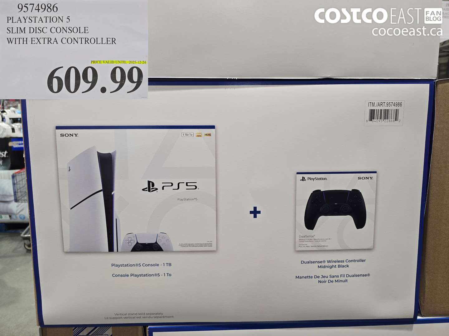 9574986 PLAYSTATION 5 SLIM DISC CONSOLE WITH EXTRA CONTROLLER $609.99