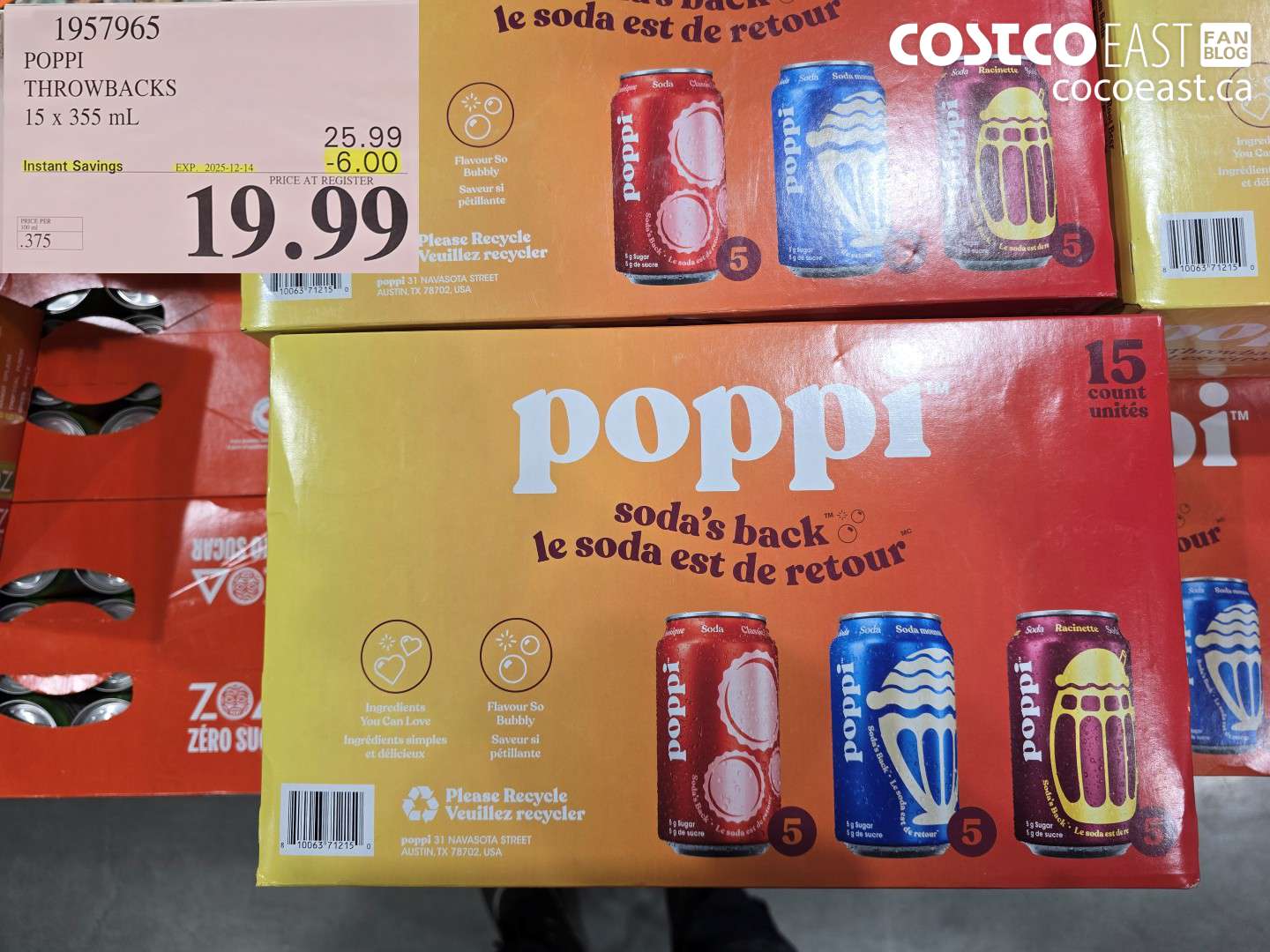 1957965 POPPI THROWBACKS 15 X 355 ML ($6.00 INSTANT SAVINGS EXPIRES ON 2025-12-14) $19.99