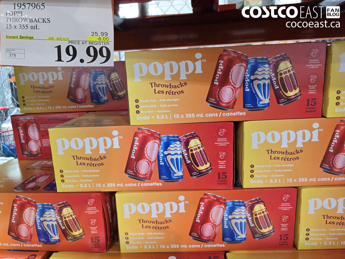1957965 POPPI THROWBACKS 15 X 355 ML ($6.00 INSTANT SAVINGS EXPIRES ON 2025-12-31) $19.99