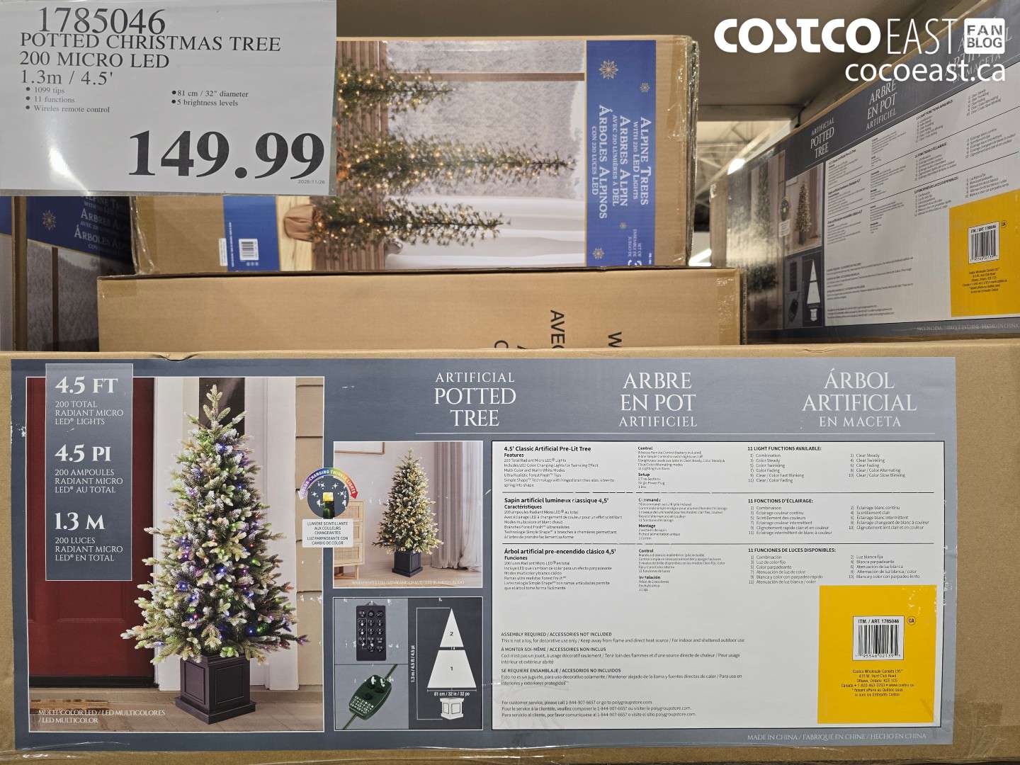 1785046 POTTED CHRISTMAS TREE 200 MICRO LED 13m /4.5' $149.99