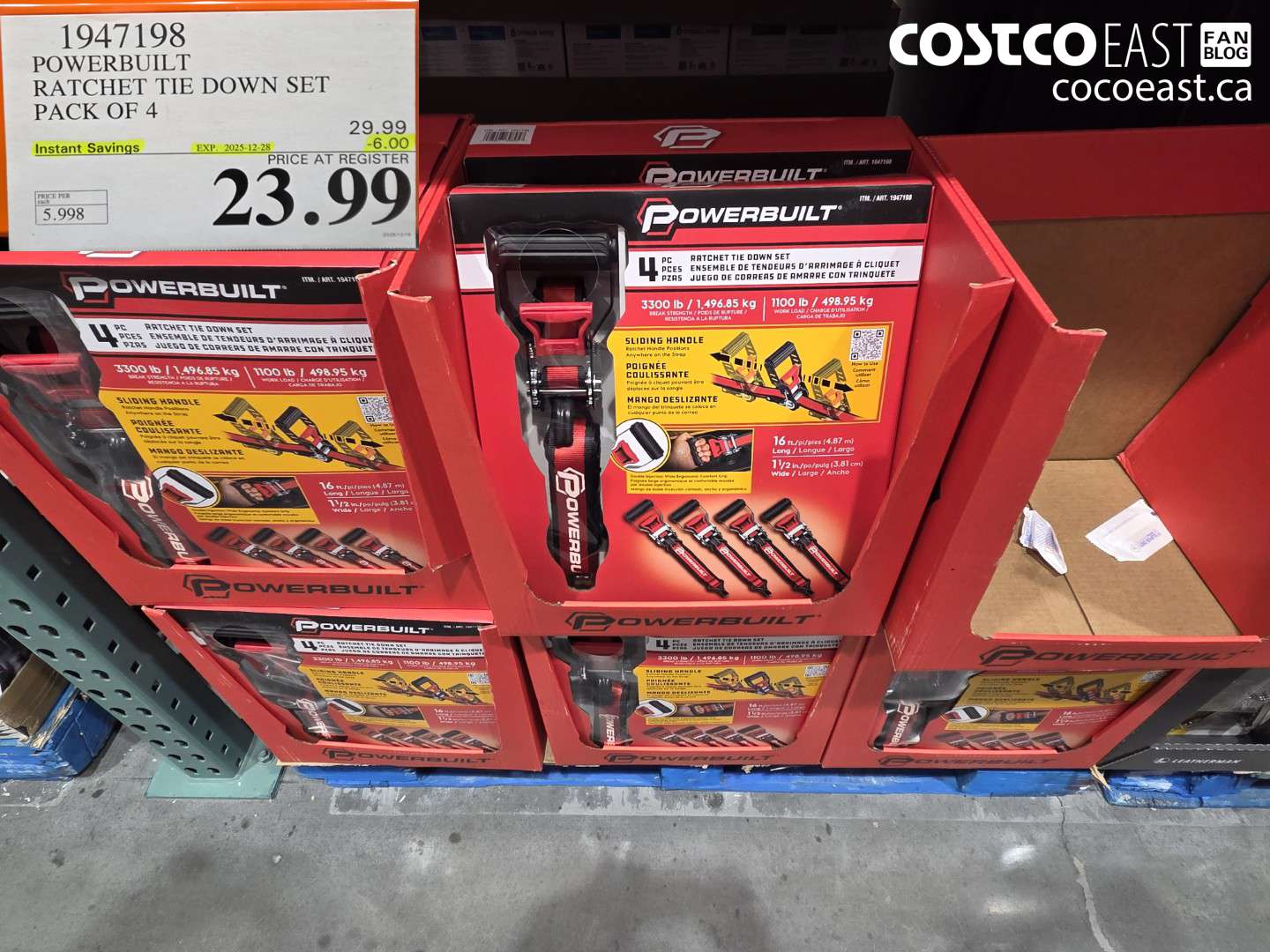 1947198 POWERBUILT RATCHET TIE DOWN SET PACK OF 4 ($6.00 INSTANT SAVINGS EXPIRES ON 2025-12-28) $23.99