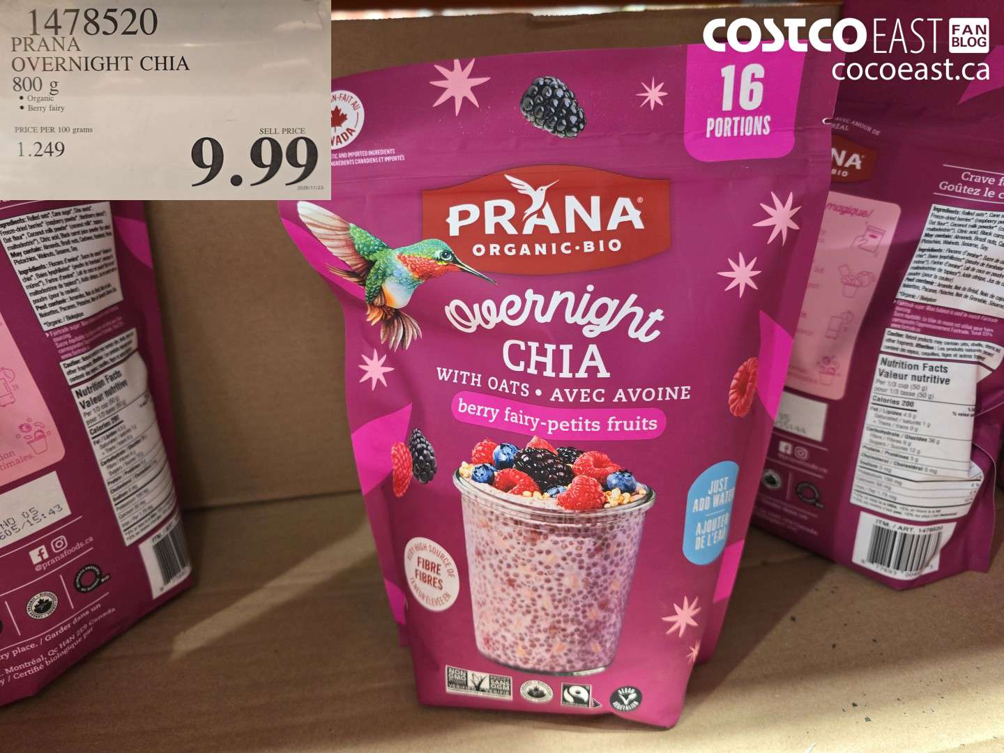 1478520 PRANA OVERNIGHT CHIA 800 g $9.99