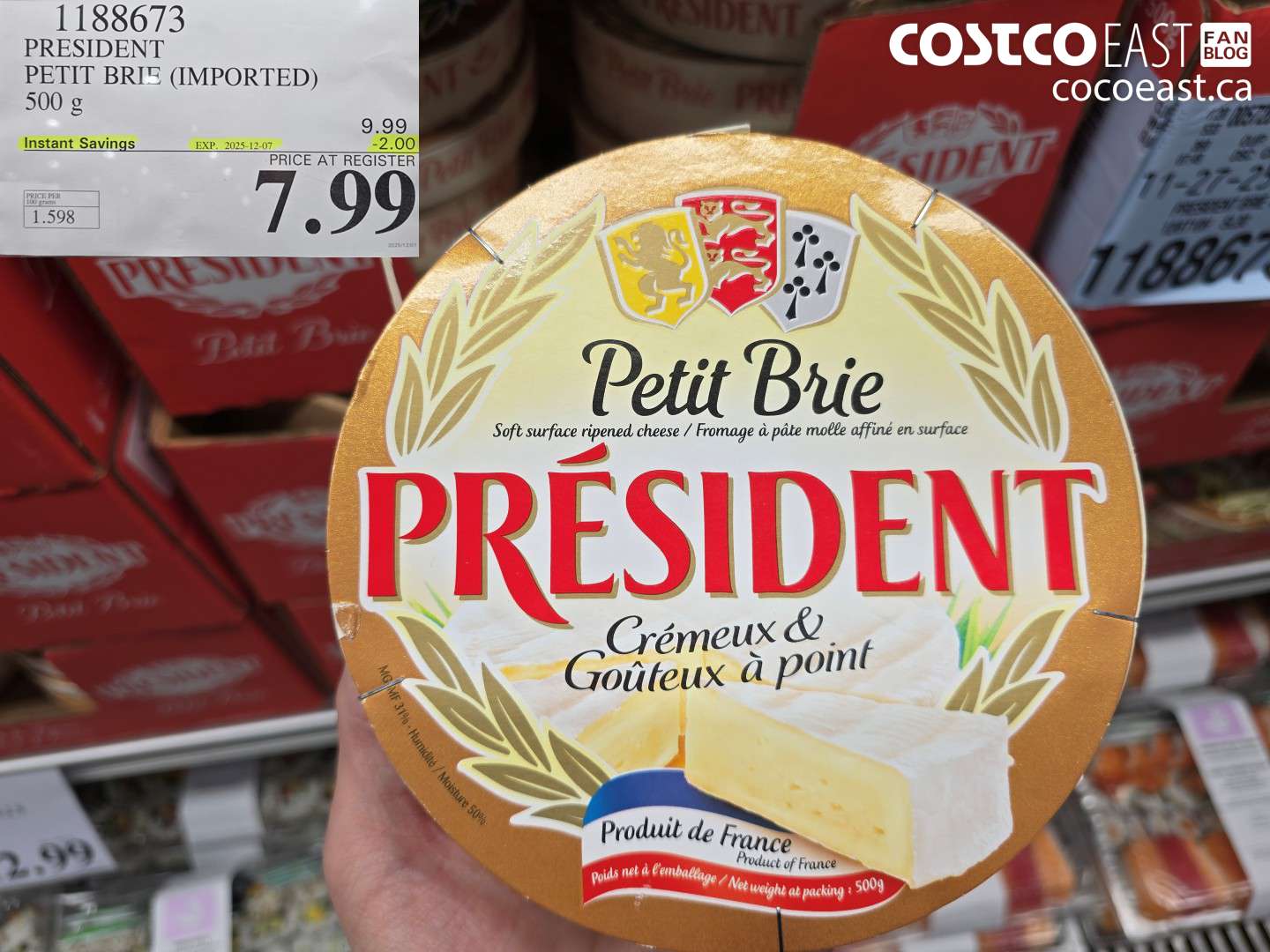 1188673 PRESIDENT PETIT BRIE (IMPORTED) 500 g ($2.00 INSTANT SAVINGS EXPIRES ON 2025-12-07) $7.99