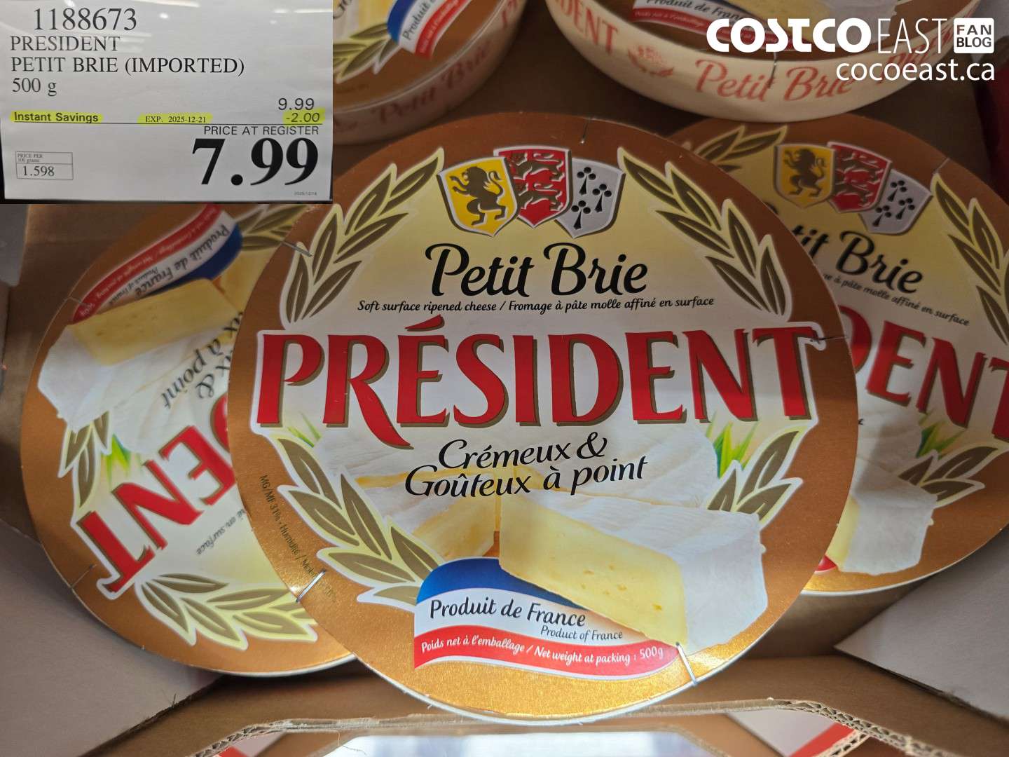 1188673 PRESIDENT PETIT BRIE (IMPORTED) 500 g ($2.00 INSTANT SAVINGS EXPIRES ON 2025-12-21) $7.99