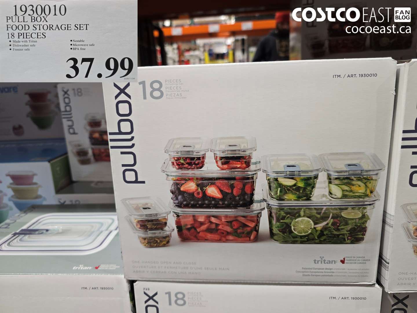 1930010 PULL BOX FOOD STORAGE SET 18 PIECES $37.99